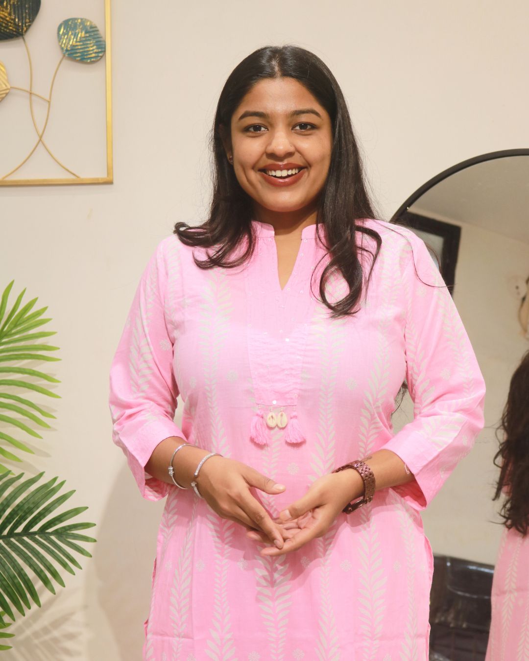 Pastel Pink Cotton Kurta Set with Dupatta