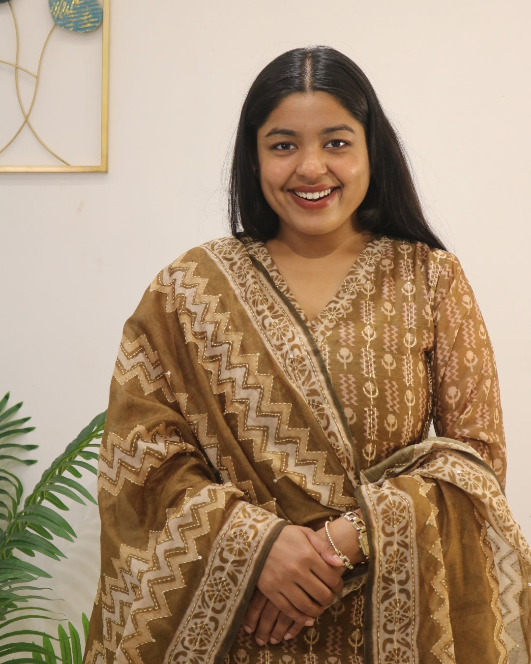 Mustard Yellow Cotton Thread Work Kurta Set