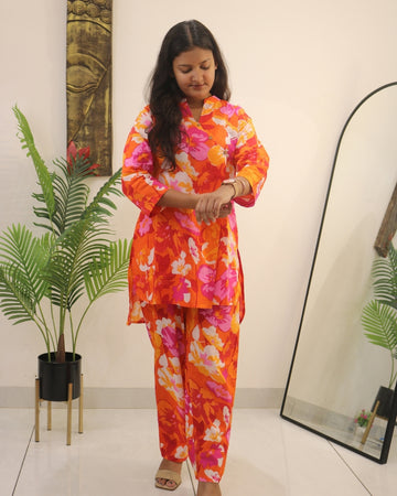 Angrakha Floral Cotton Co-ord Set