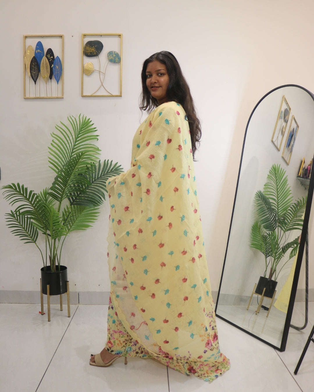 Butter Yellow Thread Work Kurta Set