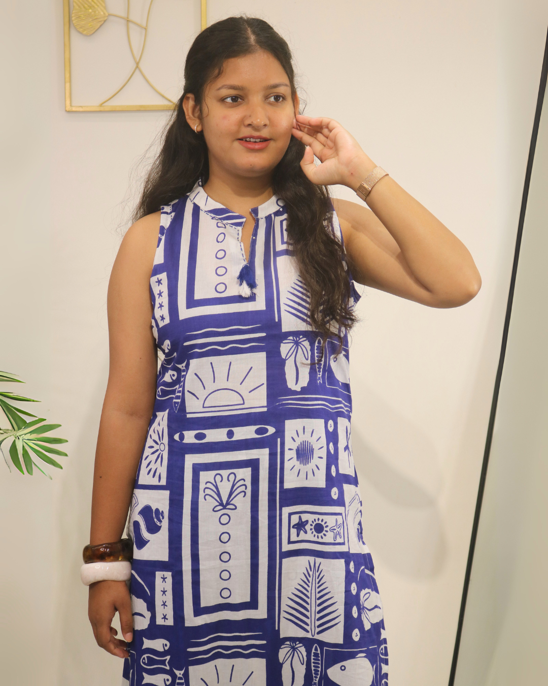 Indigo Mosaic Sleeveless Cotton Co-ord Set