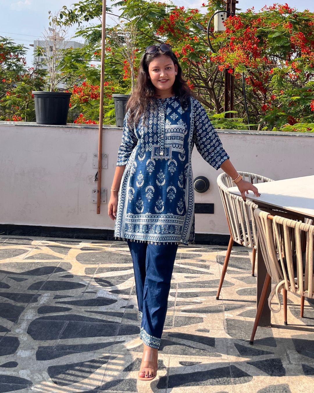 Classic Pakistani Co-ord Set (Navy Blue)