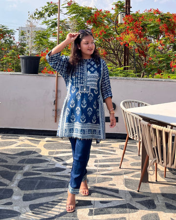 Classic Pakistani Co-ord Set (Navy Blue)